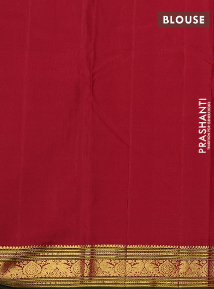 Pure kanchipuram silk saree dual shade of maroon and maroon green with zari woven buttas and zari woven border