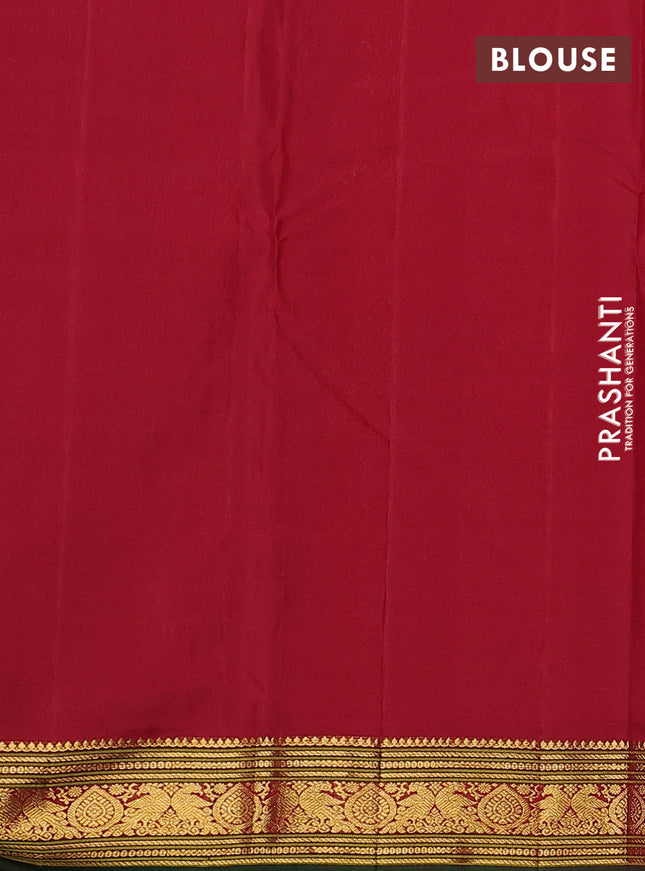 Pure kanchipuram silk saree dual shade of maroon and maroon green with zari woven buttas and zari woven border