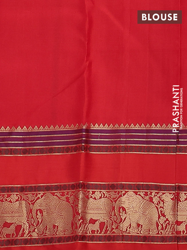 Pure kanchipuram silk saree maroon and red with zari woven buttas and long rettapet zari woven border