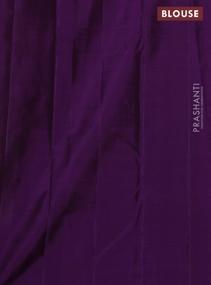 Pure kanchipuram silk saree pastel shade and purple with allover silver zari zig zag weaves in borderless style