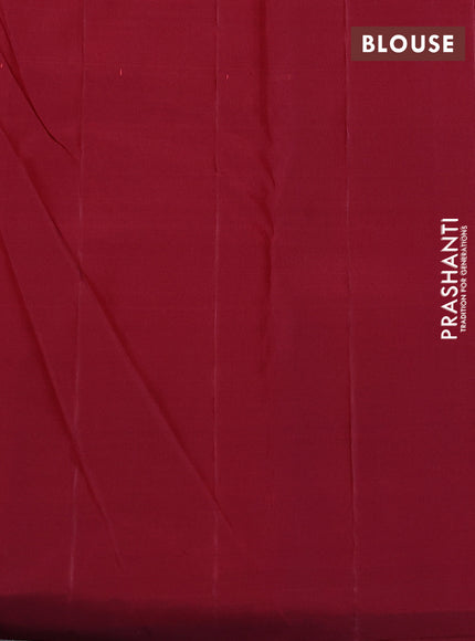 Pure kanchipuram silk saree mango yellow and maroon with half & half style and long zari woven border