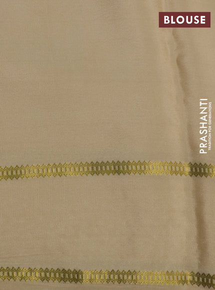 Pure mysore crepe silk saree cream with plain body and zari woven embroidery work border