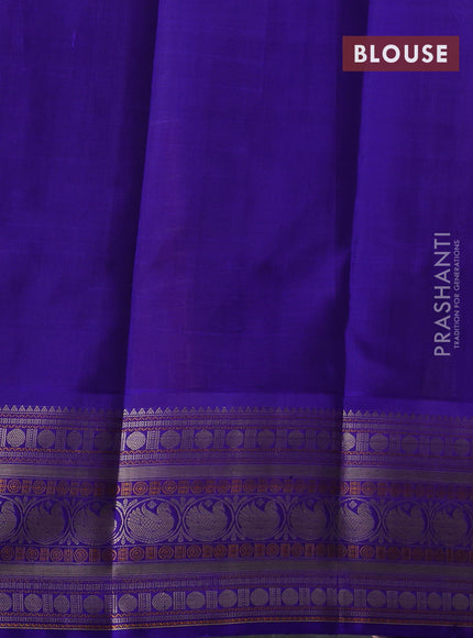 Pure kanchipuram silk saree maroon and blue with allover thread checks and long thread woven border
