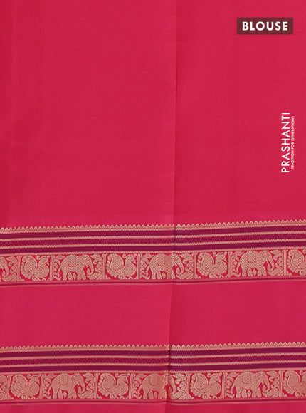 Pure kanchipuram silk saree pale yellow and pink with allover thread checks and rettapet thread woven border