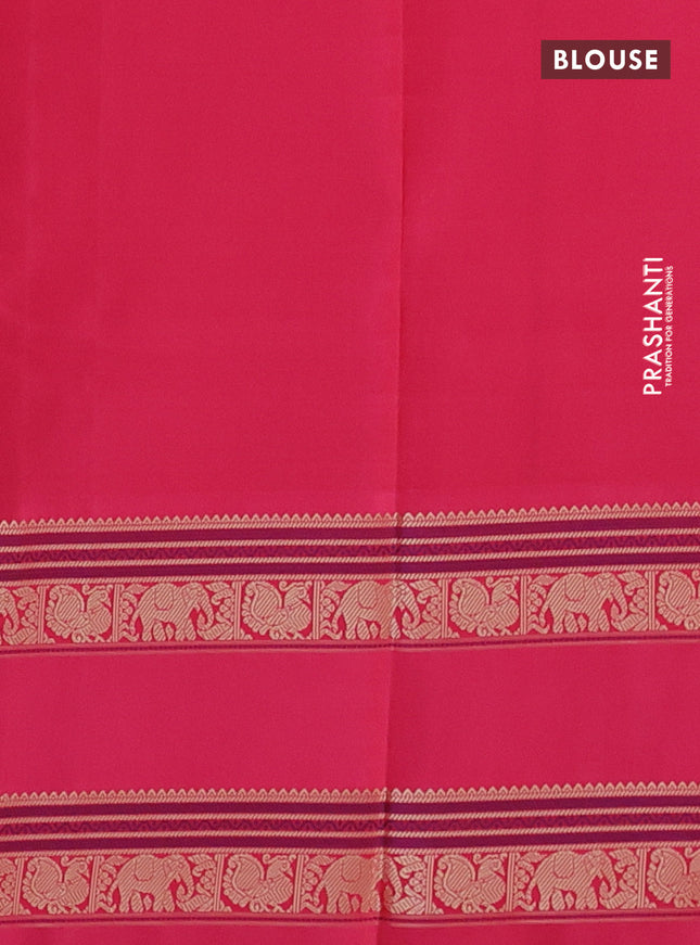 Pure kanchipuram silk saree pale yellow and pink with allover thread checks and rettapet thread woven border