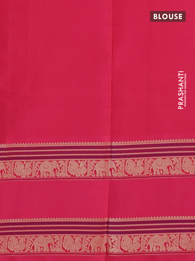 Pure kanchipuram silk saree pale yellow and pink with allover thread checks and rettapet thread woven border