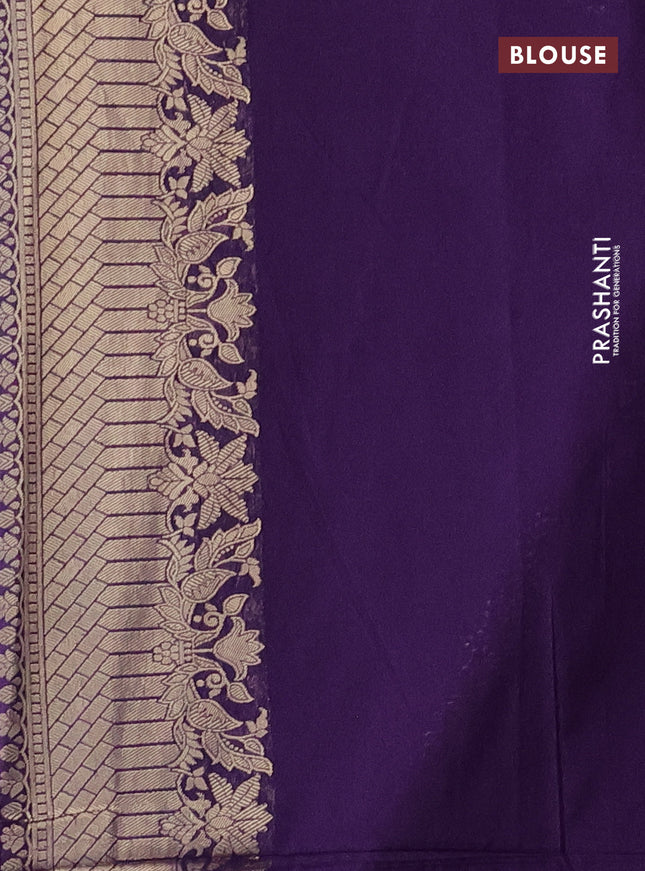 Banarasi silk saree violet with allover zari woven brocade weaves and zari woven border