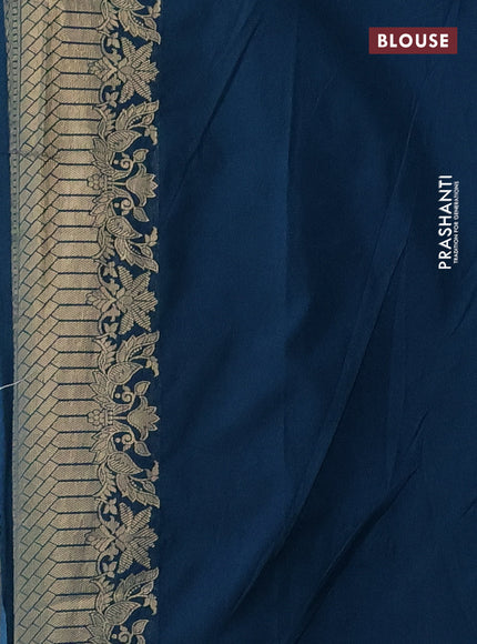 Banarasi silk saree peacock blue with allover zari woven brocade weaves and zari woven border
