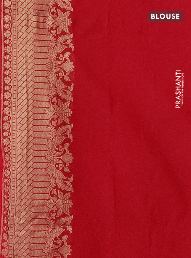 Banarasi silk saree red with allover zari woven brocade weaves and zari woven border