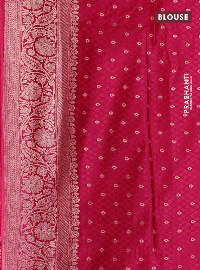 Banarasi silk saree pink with allover zari woven brocade weaves and zari woven border