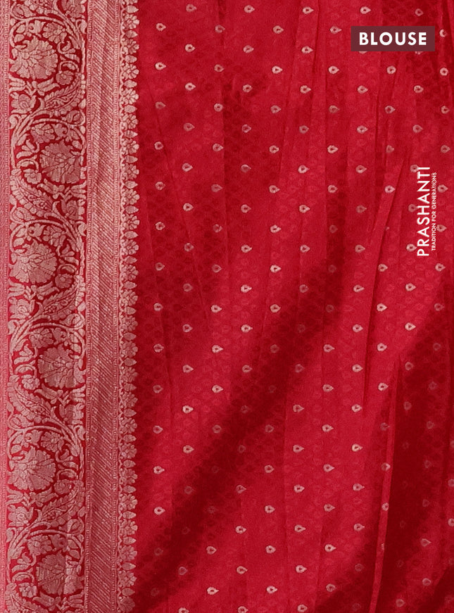 Banarasi silk saree red with allover zari woven brocade weaves and zari woven border