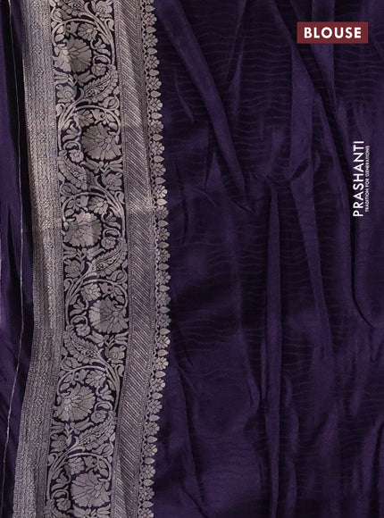 Banarasi silk saree deep violet with allover zari woven brocade weaves and zari woven border