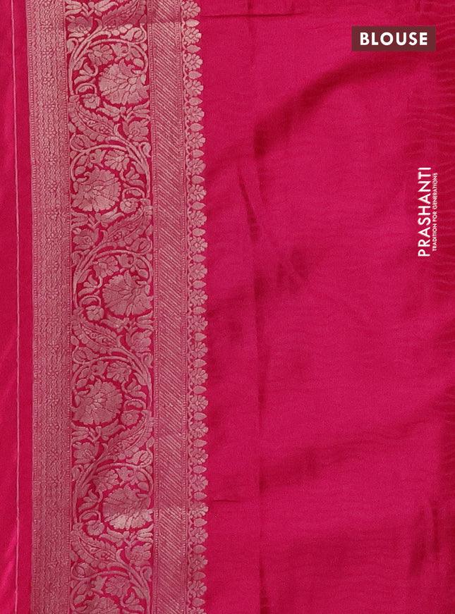 Banarasi silk saree pink with allover zari woven brocade weaves and zari woven border