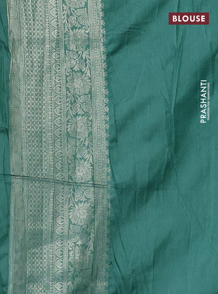 Banarasi silk saree pastel green with allover silver zari woven brocade weaves and silver zari woven border