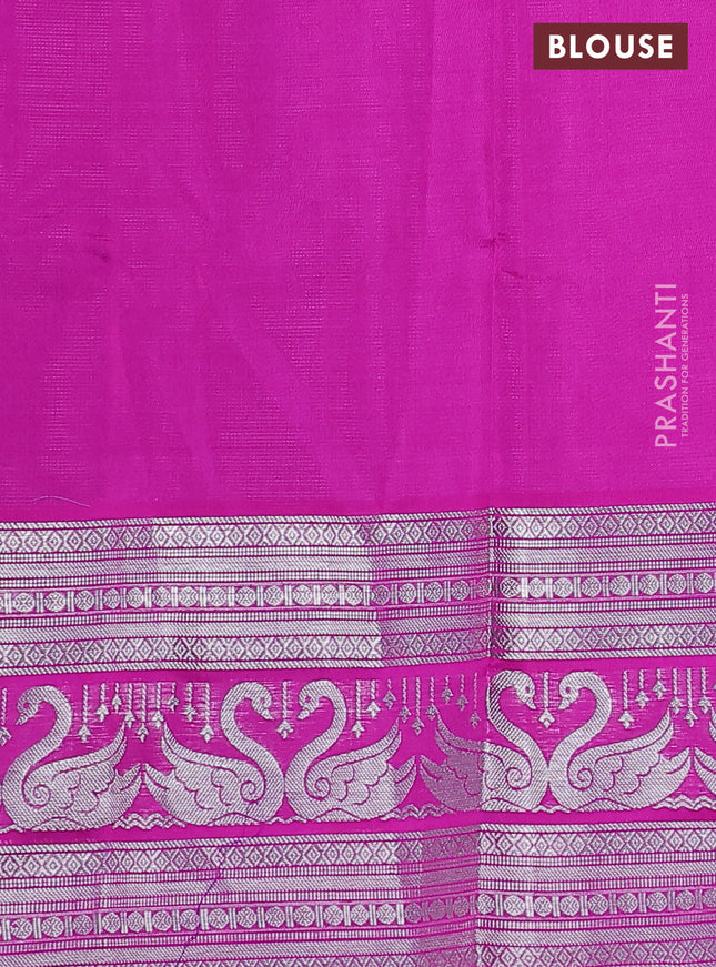 Venkatagiri silk saree deep purple and purple with allover silver zari weaves & buttas and long silver zari woven border