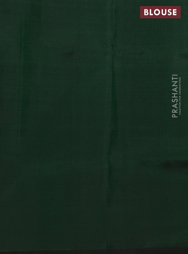 Venkatagiri silk saree dual shade of green with silver zari woven floral buttas in borderless style