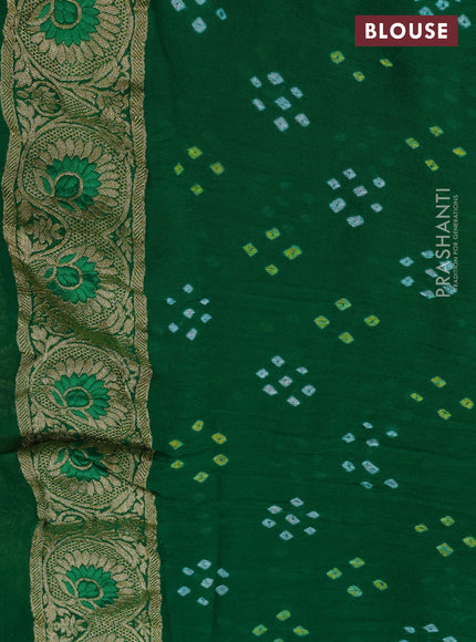 Banarasi georgette saree light green and green with bandhani prints & mina weaves and woven border