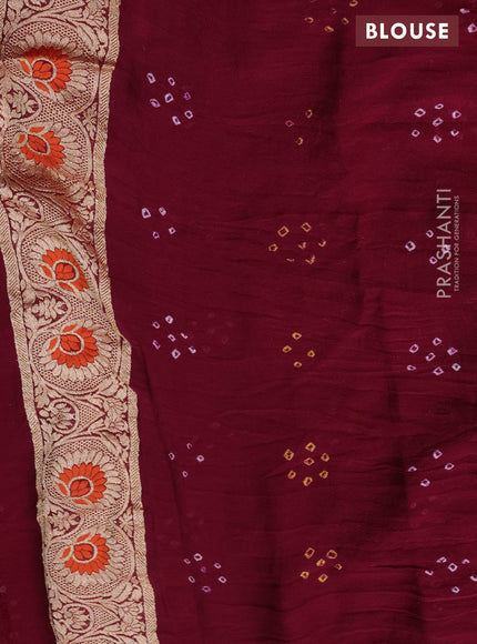 Banarasi georgette saree maroon with bandhani prints & mina weaves and woven border