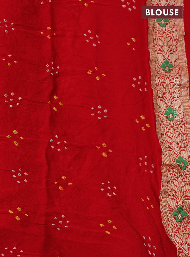Banarasi georgette saree red with bandhani prints & mina weaves and woven border