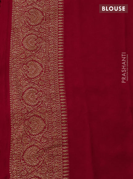 Banarasi georgette saree teal green shade and pink with allover thread & zari woven buttas and woven border