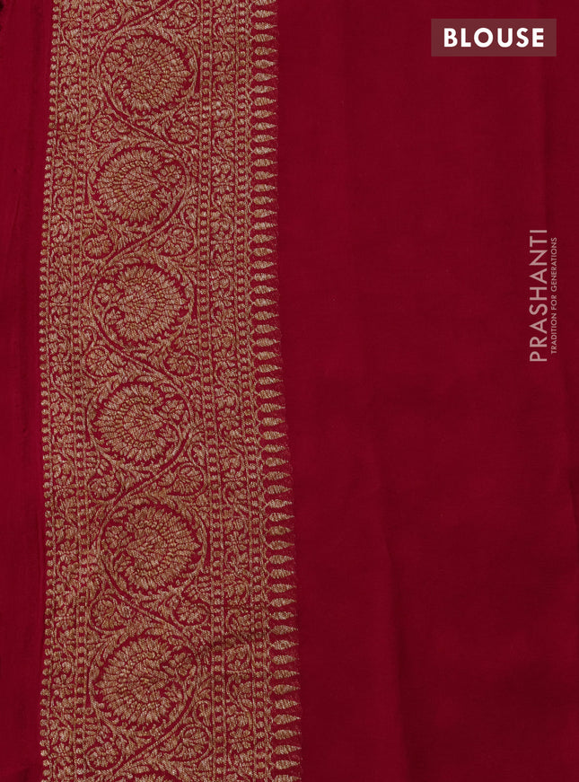 Banarasi georgette saree teal green shade and pink with allover thread & zari woven buttas and woven border