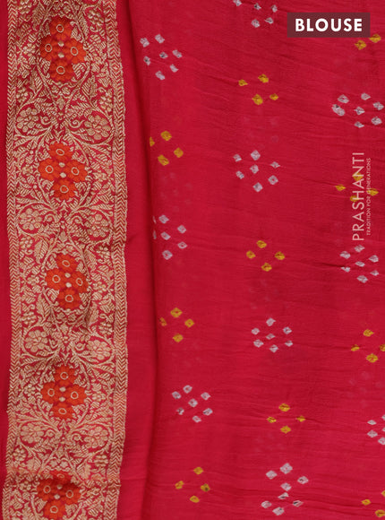 Banarasi georgette saree peach pink with bandhani prints & mina weaves and woven border