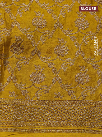 Banarasi crepe saree pink and yellow with allover thread & zari weaves and woven border