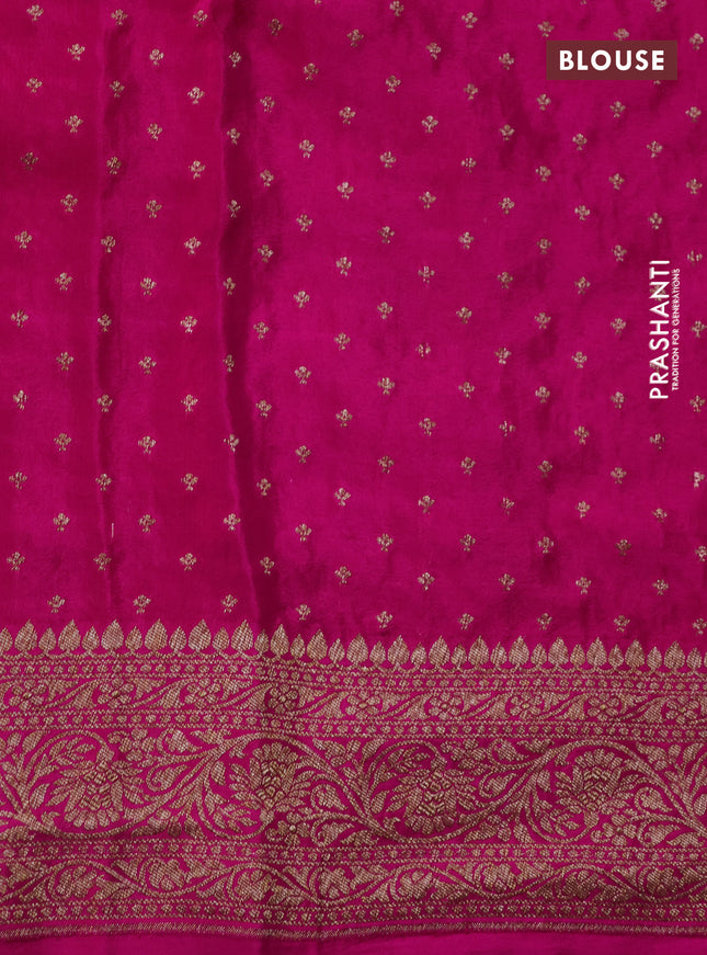 Banarasi crepe saree teal green and pink with allover thread & zari weaves and woven border
