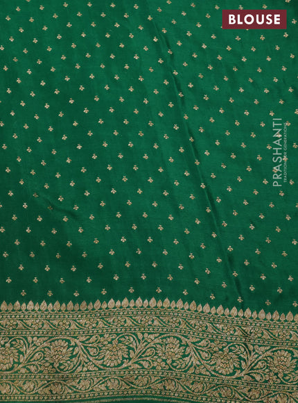 Banarasi crepe saree red and green with allover thread & zari weaves and woven border