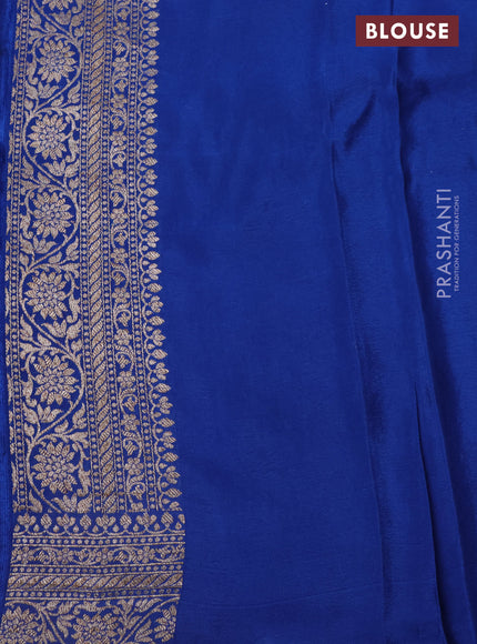 Banarasi crepe saree peacock blue with allover thread & zari brocade weaves and woven border