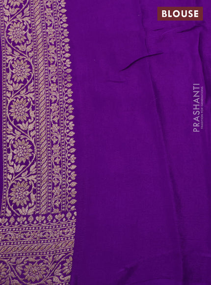 Banarasi crepe saree violet with allover thread & zari brocade weaves and woven border