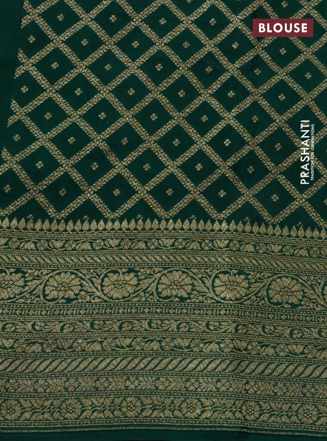 Banarasi crepe saree lime yellow and pink green with allover thread & zari butta weaves and woven border