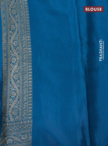 Banarasi crepe saree blue with allover thread & zari weaves and woven border
