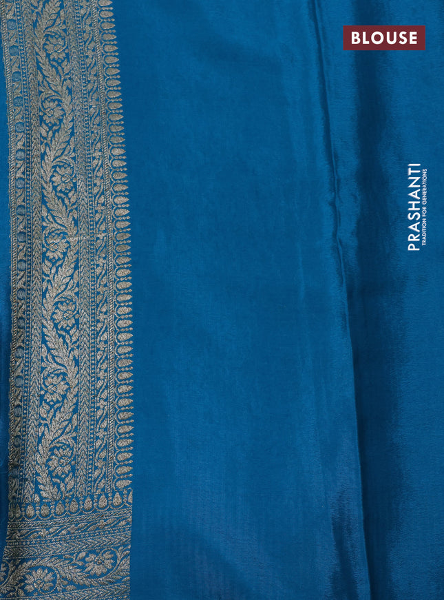 Banarasi crepe saree blue with allover thread & zari weaves and woven border