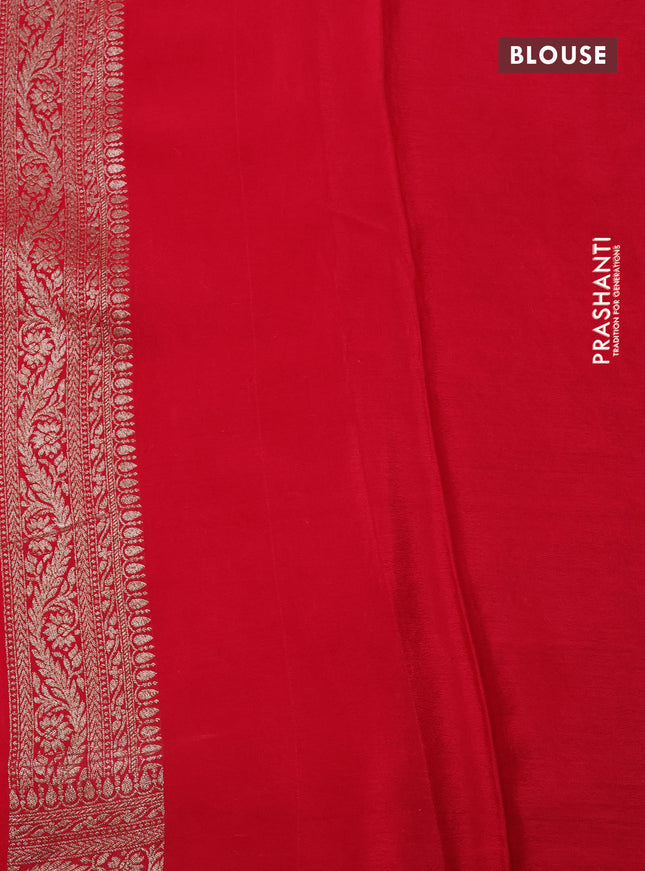 Banarasi crepe saree red with allover thread & zari weaves and woven border