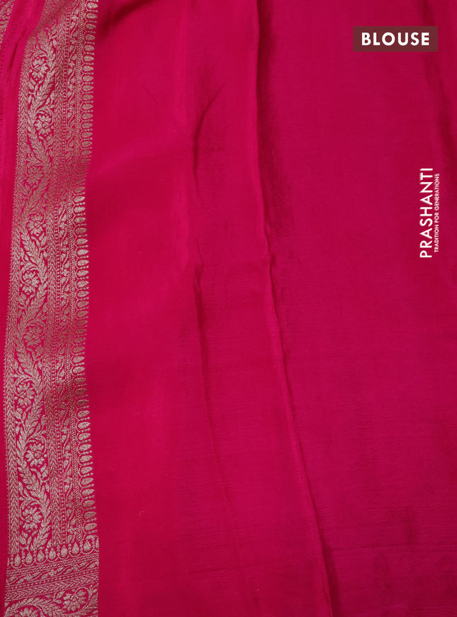Banarasi crepe saree pink with allover thread & zari weaves and woven border