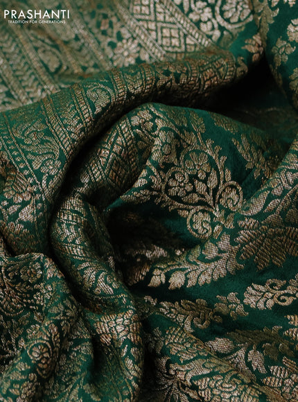 Banarasi crepe saree green with allover thread & zari weaves and woven border
