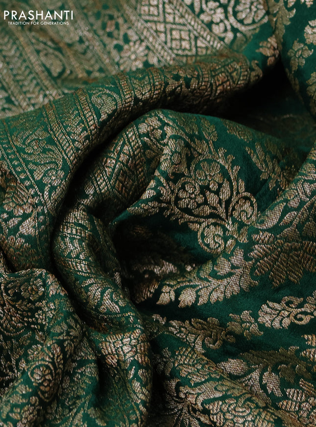 Banarasi crepe saree green with allover thread & zari weaves and woven border