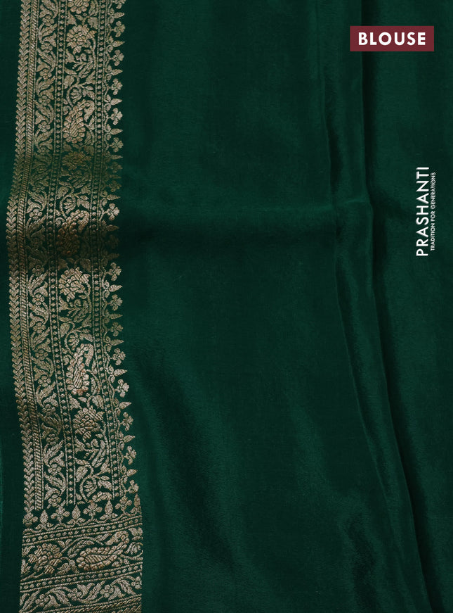Banarasi crepe saree green with allover thread & zari weaves and woven border