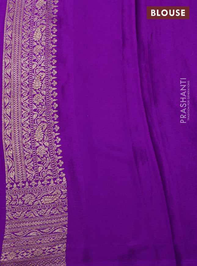 Banarasi crepe saree violet with allover thread & zari weaves and woven border
