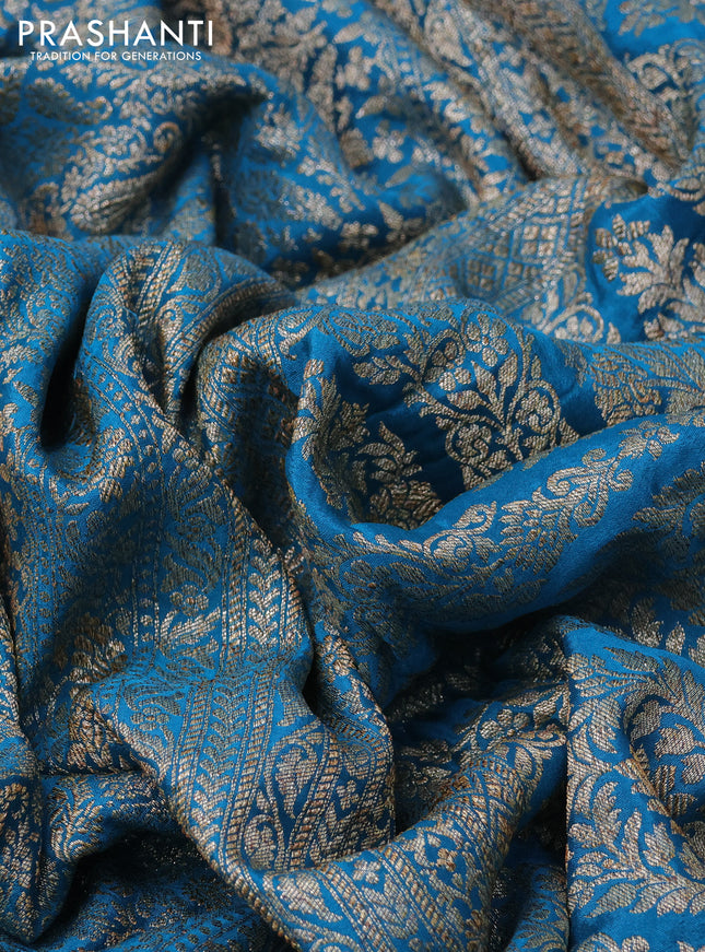 Banarasi crepe saree cs blue with allover thread & zari weaves and woven border