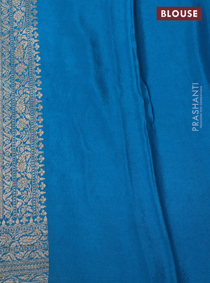 Banarasi crepe saree cs blue with allover thread & zari weaves and woven border