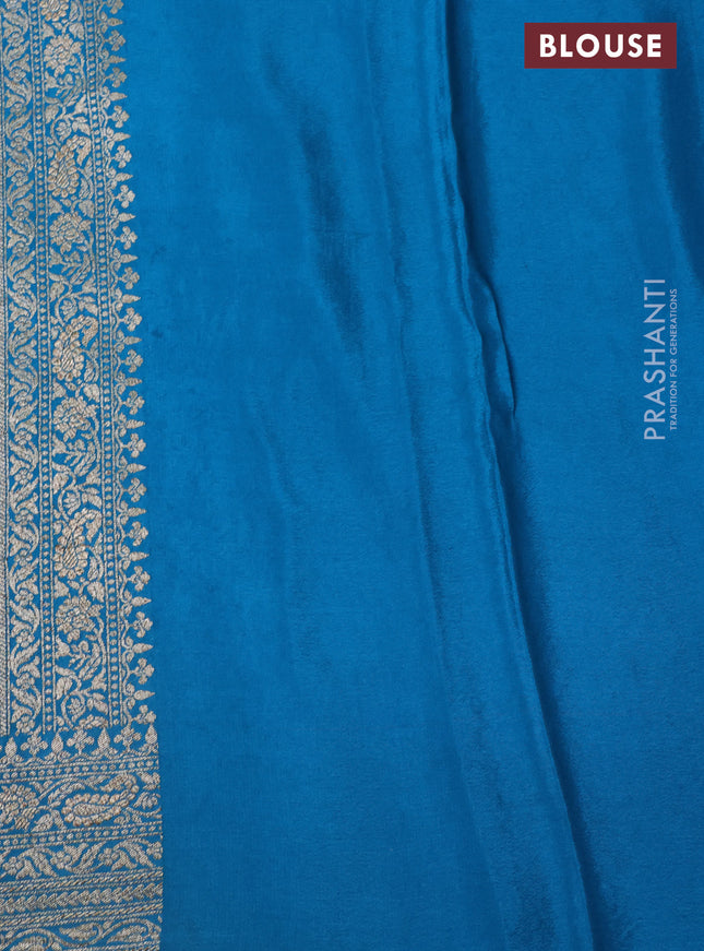 Banarasi crepe saree cs blue with allover thread & zari weaves and woven border