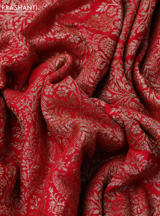 Banarasi crepe saree red with allover thread & zari weaves and woven border
