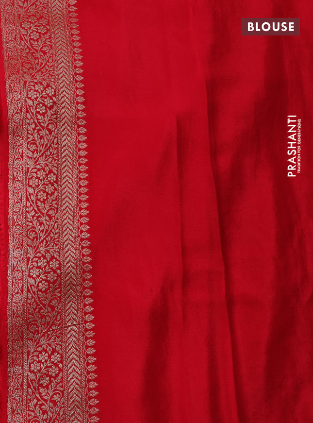 Banarasi crepe saree red with allover thread & zari weaves and woven border