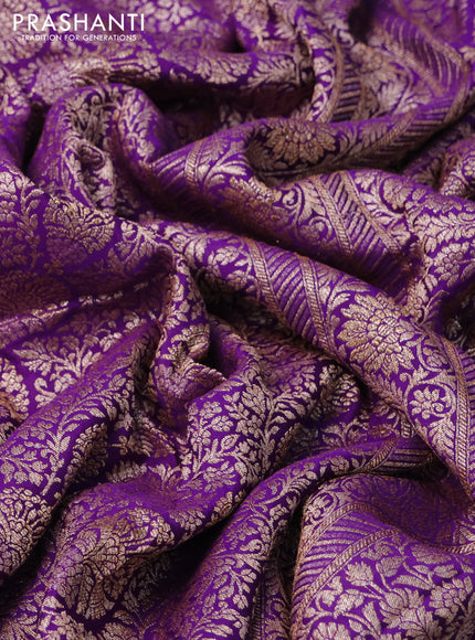 Banarasi crepe saree violet with allover thread & zari weaves and woven border