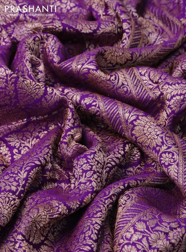 Banarasi crepe saree violet with allover thread & zari weaves and woven border