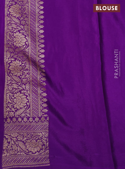 Banarasi crepe saree violet with allover thread & zari weaves and woven border