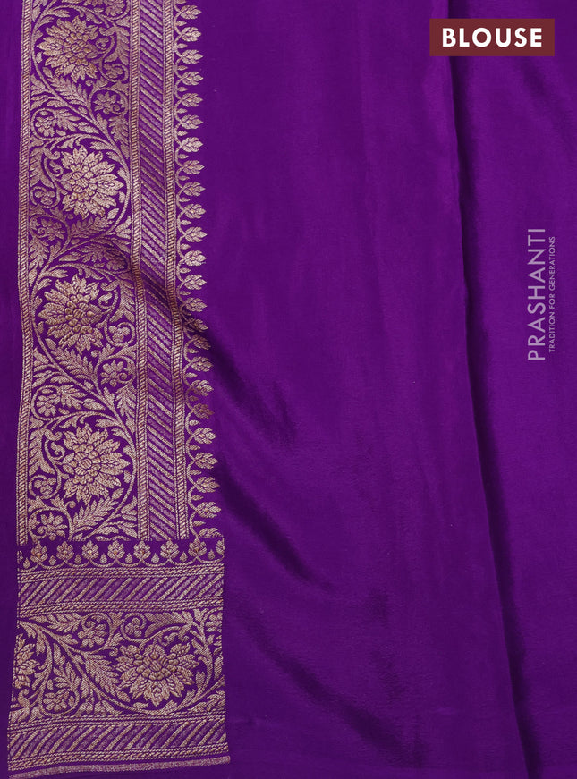 Banarasi crepe saree violet with allover thread & zari weaves and woven border