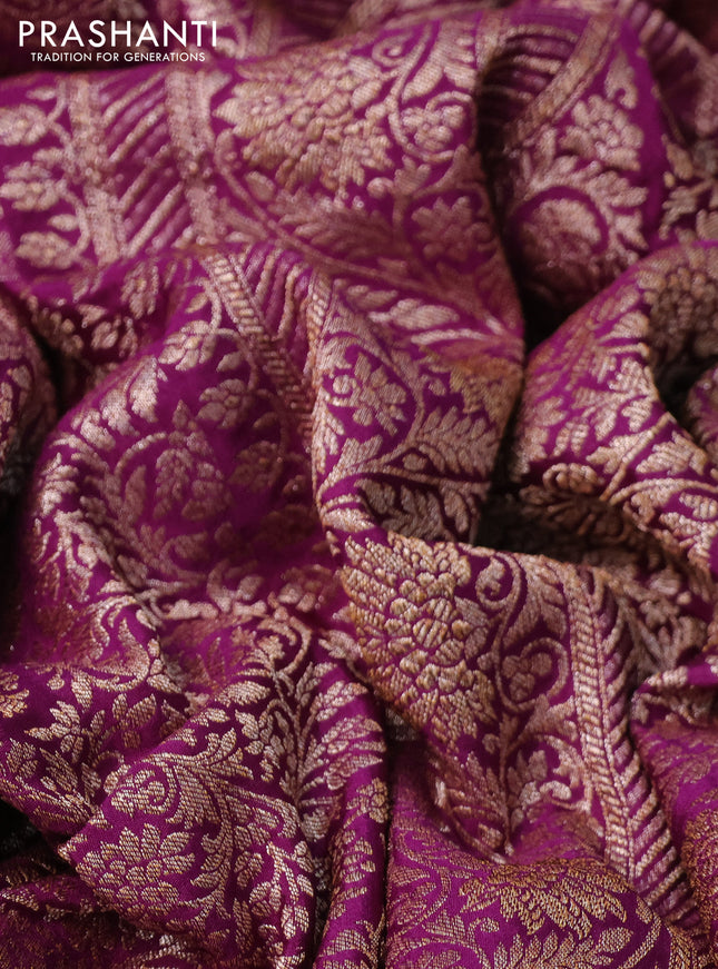 Banarasi crepe saree deep purple with allover thread & zari weaves and woven border